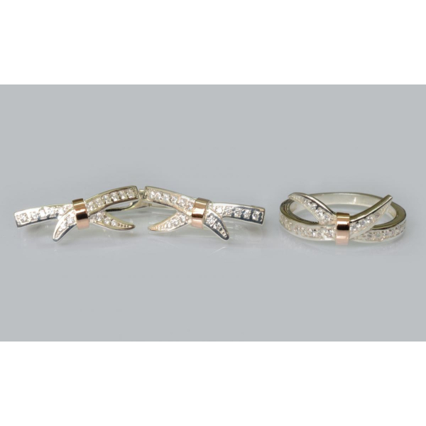 Серебряный набор с золотыми пластинами (186)