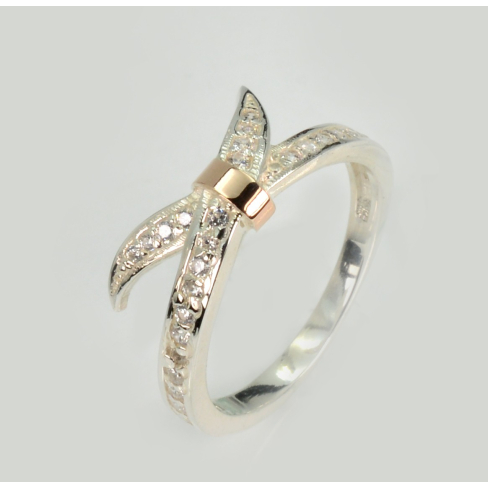 Срібна каблучка з золотими вставками