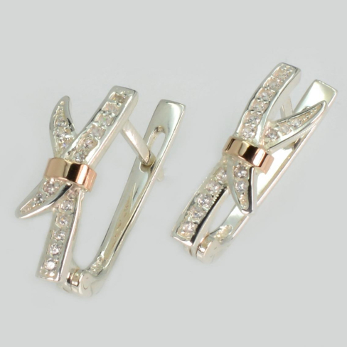 Серебряные серьги с золотыми пластинами