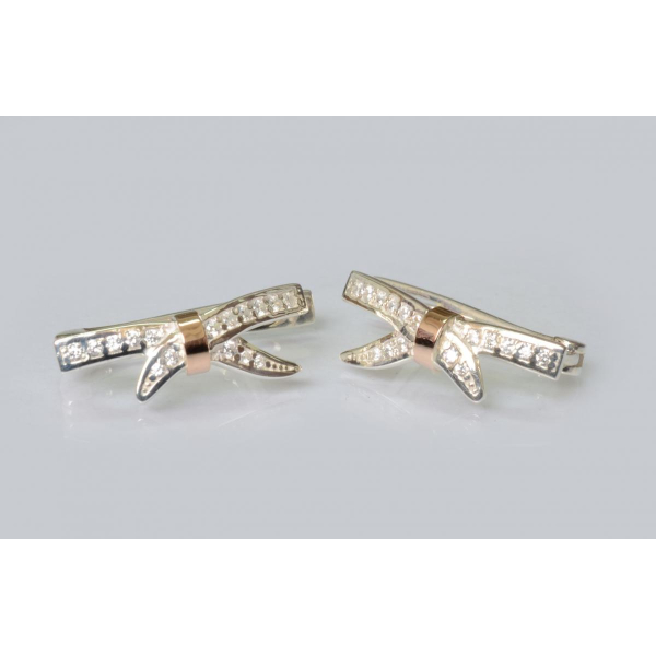 Серебряные серьги с золотыми пластинами (186с)