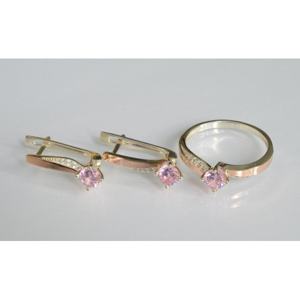 Серебряный набор с золотыми пластинами (187)