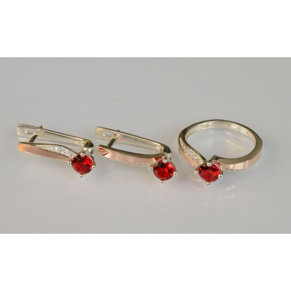 Серебряный набор с золотыми пластинами (187)