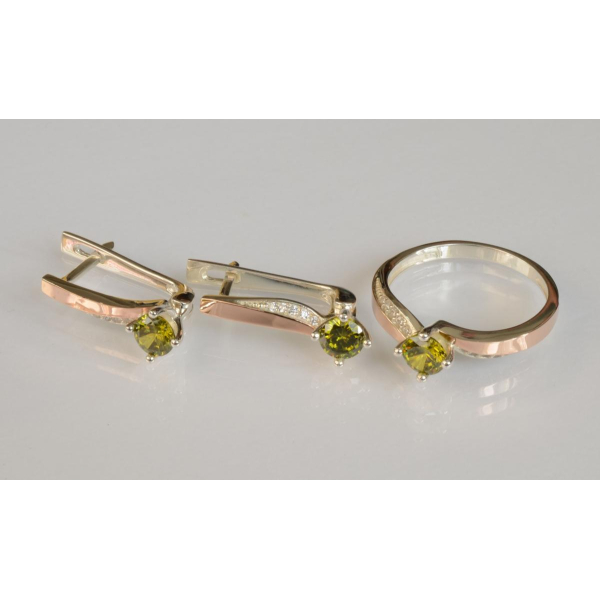 Серебряный набор с золотыми пластинами (187)