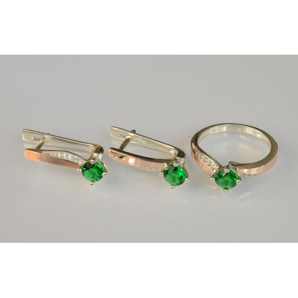 Серебряный набор с золотыми пластинами (187)