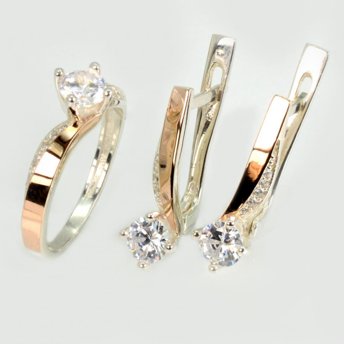 Серебряный набор с золотыми пластинами (187)