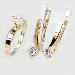 Серебряный набор с золотыми пластинами