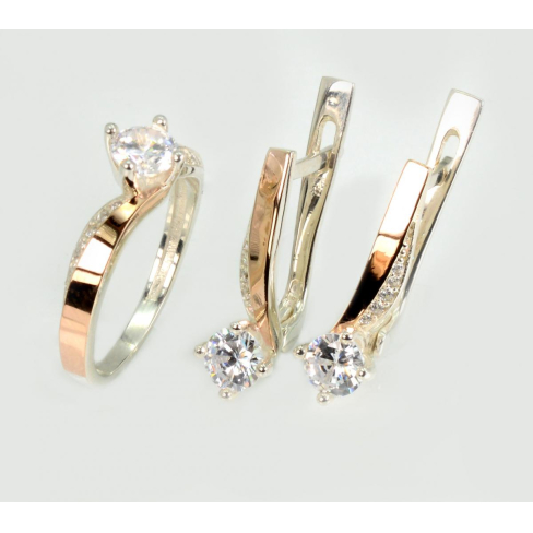 Срібний набір з золотими пластинами