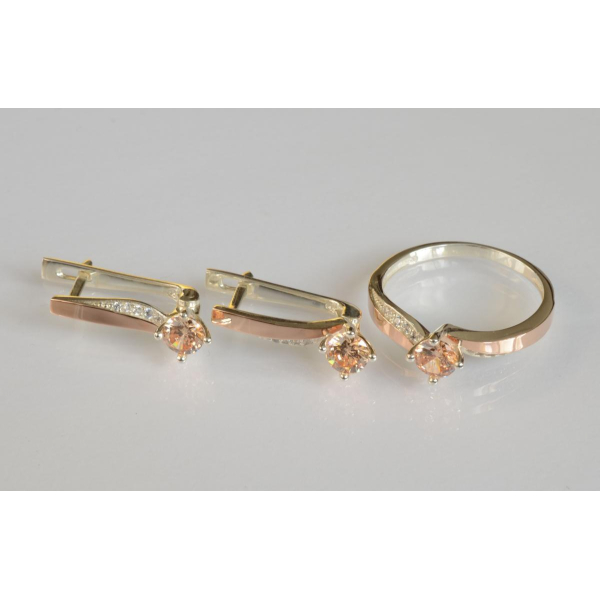 Серебряный набор с золотыми пластинами (187)