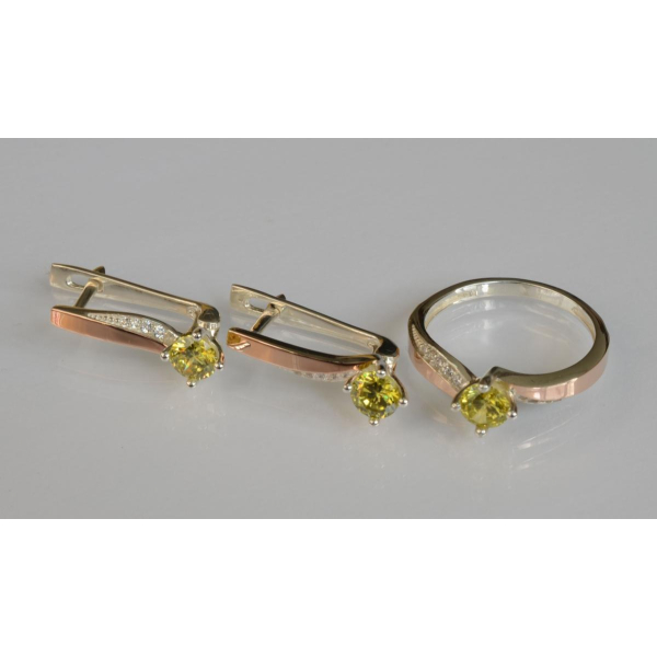 Серебряный набор с золотыми пластинами (187)