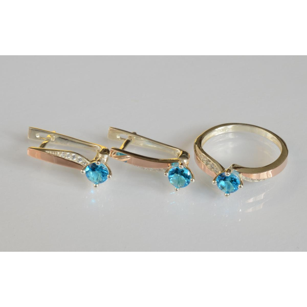 Серебряный набор с золотыми пластинами (187)