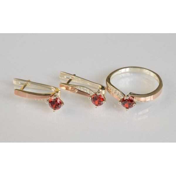 Серебряный набор с золотыми пластинами (187)