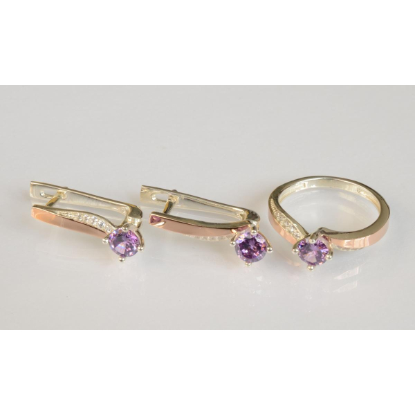 Серебряный набор с золотыми пластинами (187)