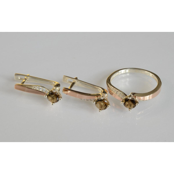 Серебряный набор с золотыми пластинами (187)