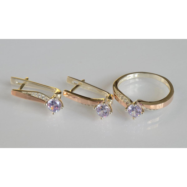 Серебряный набор с золотыми пластинами (187)