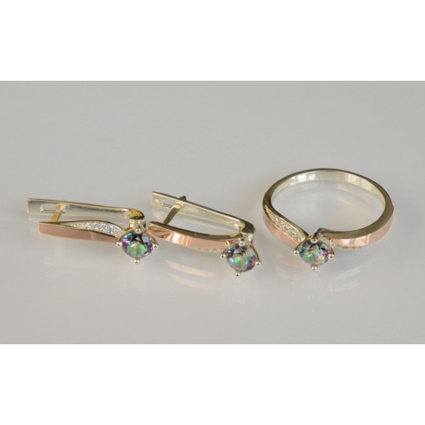 Серебряный набор с золотыми пластинами (187)