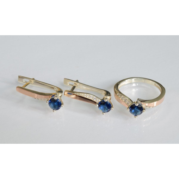 Серебряный набор с золотыми пластинами (187)