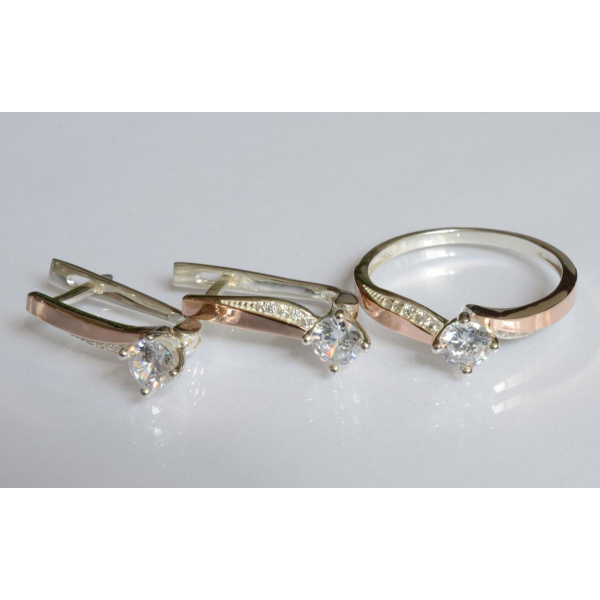 Серебряный набор с золотыми пластинами (187)