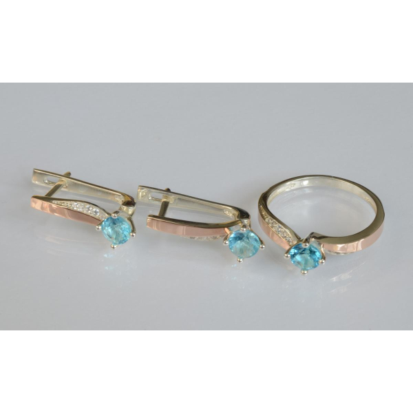 Серебряный набор с золотыми пластинами (187)