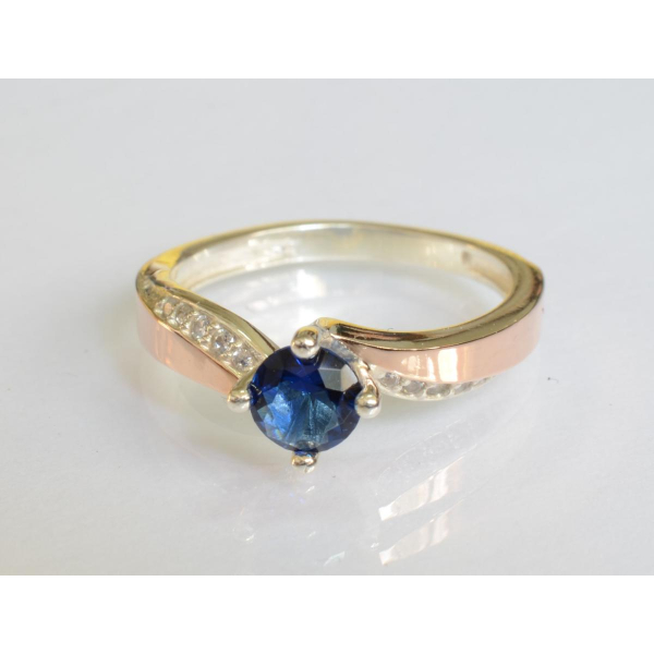 Серебряное кольцо с золотыми вставками (187к)