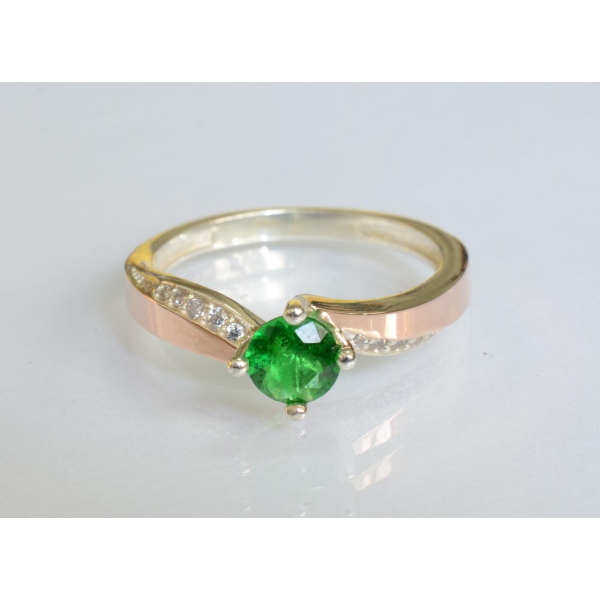 Серебряное кольцо с золотыми вставками (187к)