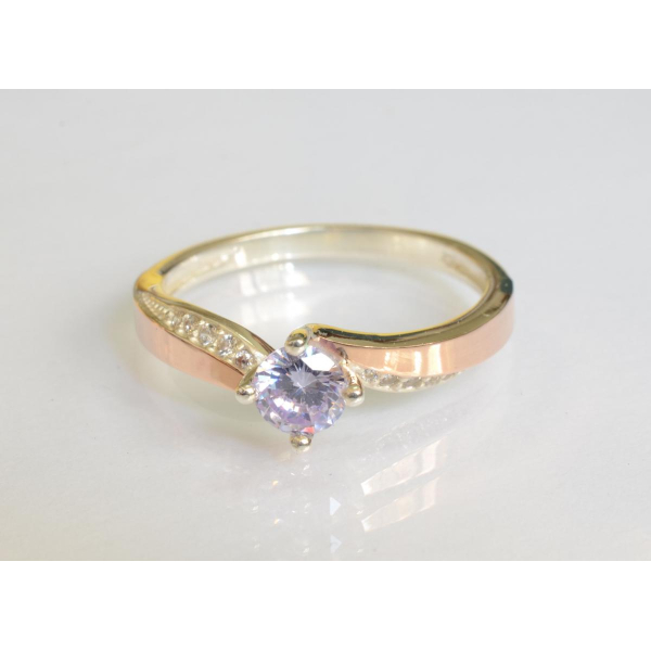 Серебряное кольцо с золотыми вставками (187к)