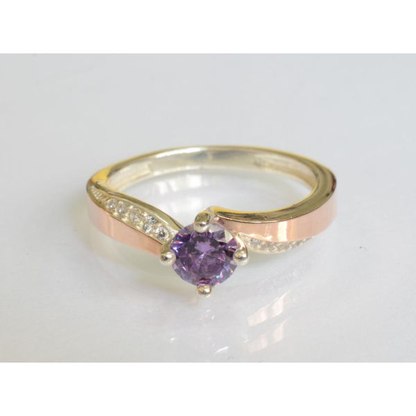 Серебряное кольцо с золотыми вставками (187к)