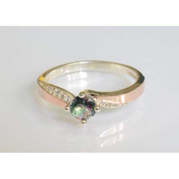 Серебряное кольцо с золотыми вставками (187к)