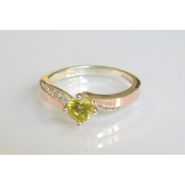 Серебряное кольцо с золотыми вставками (187к)