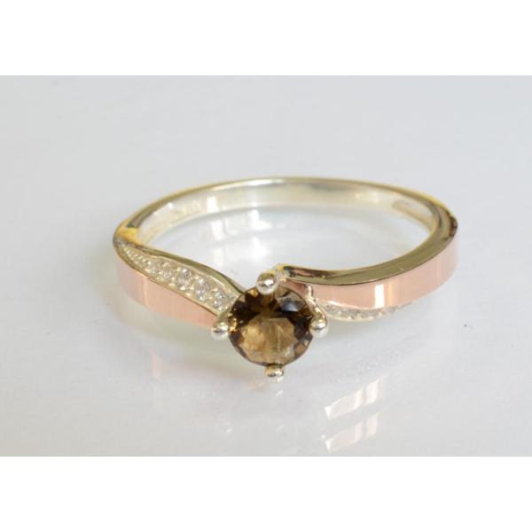 Серебряное кольцо с золотыми вставками (187к)