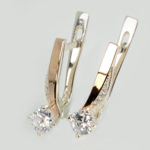 Серебряные серьги с золотыми пластинами