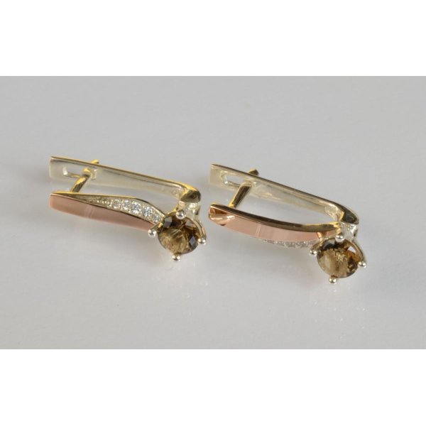 Серебряные серьги с золотыми пластинами (187с)