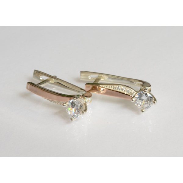 Серебряные серьги с золотыми пластинами (187с)