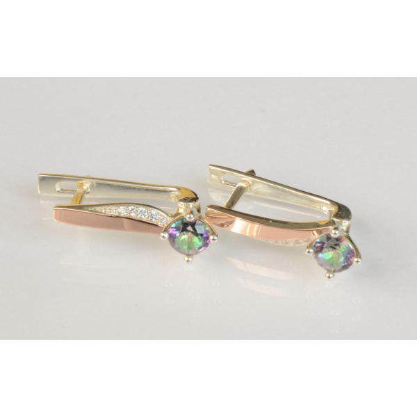 Серебряные серьги с золотыми пластинами (187с)