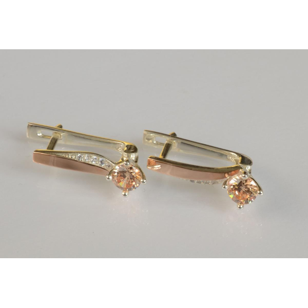 Серебряные серьги с золотыми пластинами (187с)