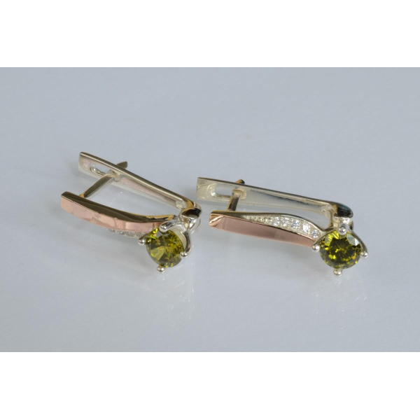 Серебряные серьги с золотыми пластинами (187с)