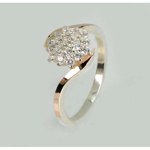 Серебряное кольцо с золотыми вставками