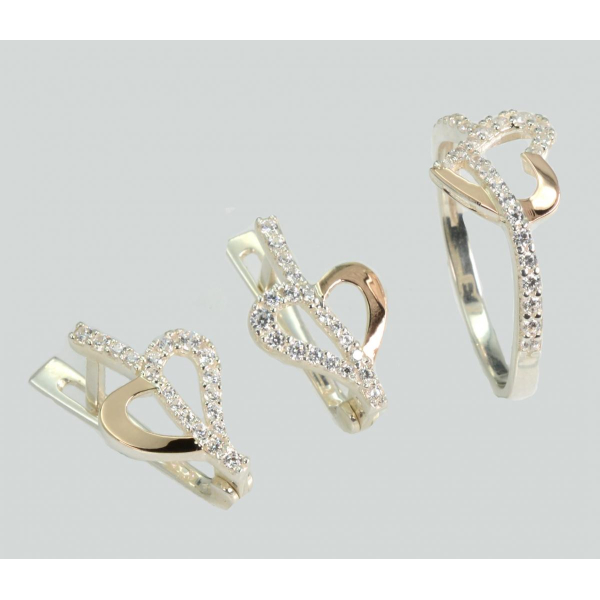 Серебряный набор с золотыми пластинами (189)