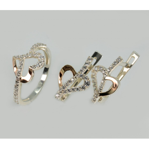 Серебряный набор с золотыми пластинами