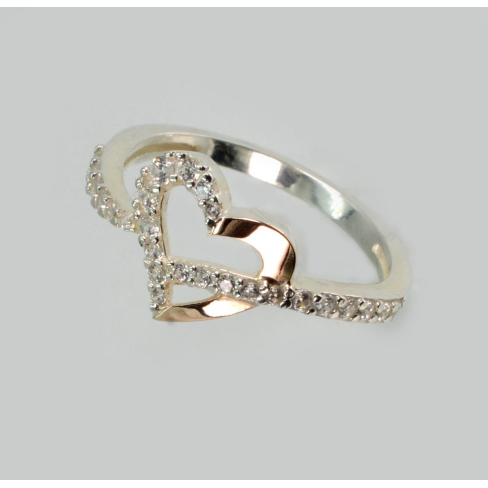 Серебряное кольцо с золотыми вставками