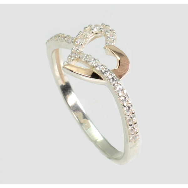 Серебряное кольцо с золотыми вставками (189к)