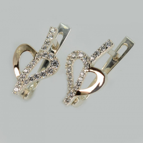 Серебряные серьги с золотыми пластинами