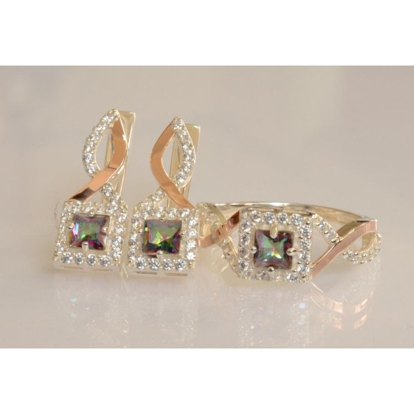 Серебряный набор с золотыми пластинами (190)