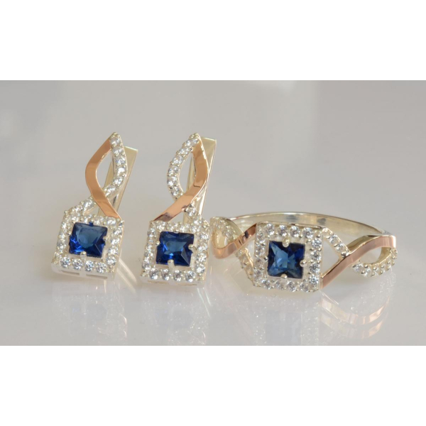 Серебряный набор с золотыми пластинами (190)