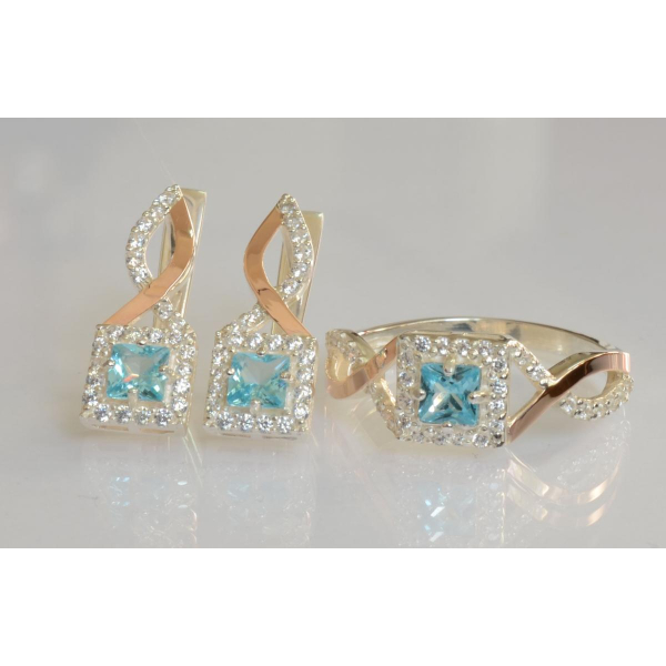 Серебряный набор с золотыми пластинами (190)