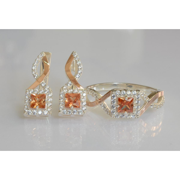 Серебряный набор с золотыми пластинами (190)