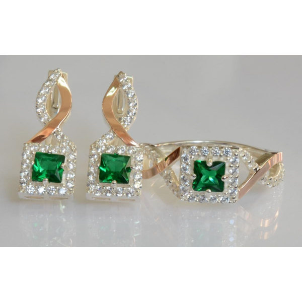 Серебряный набор с золотыми пластинами (190)