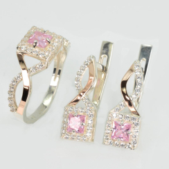 Серебряный набор с золотыми пластинами