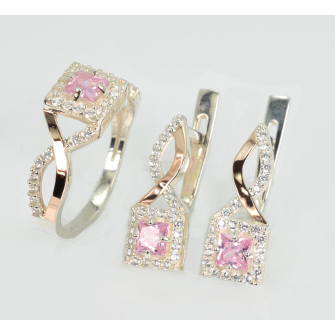 Срібний набір з золотими пластинами