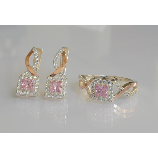 Серебряный набор с золотыми пластинами (190)