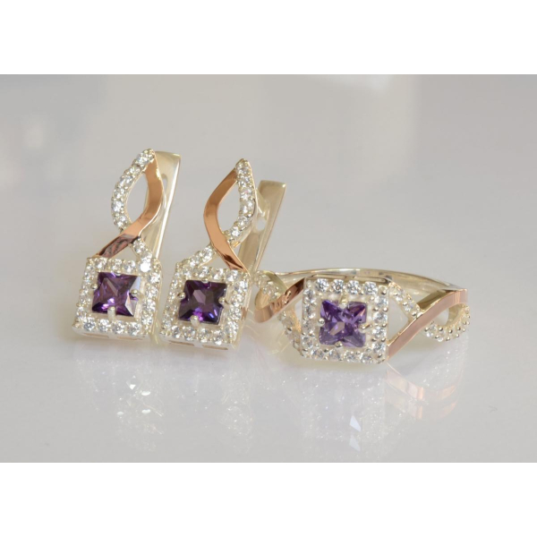 Серебряный набор с золотыми пластинами (190)